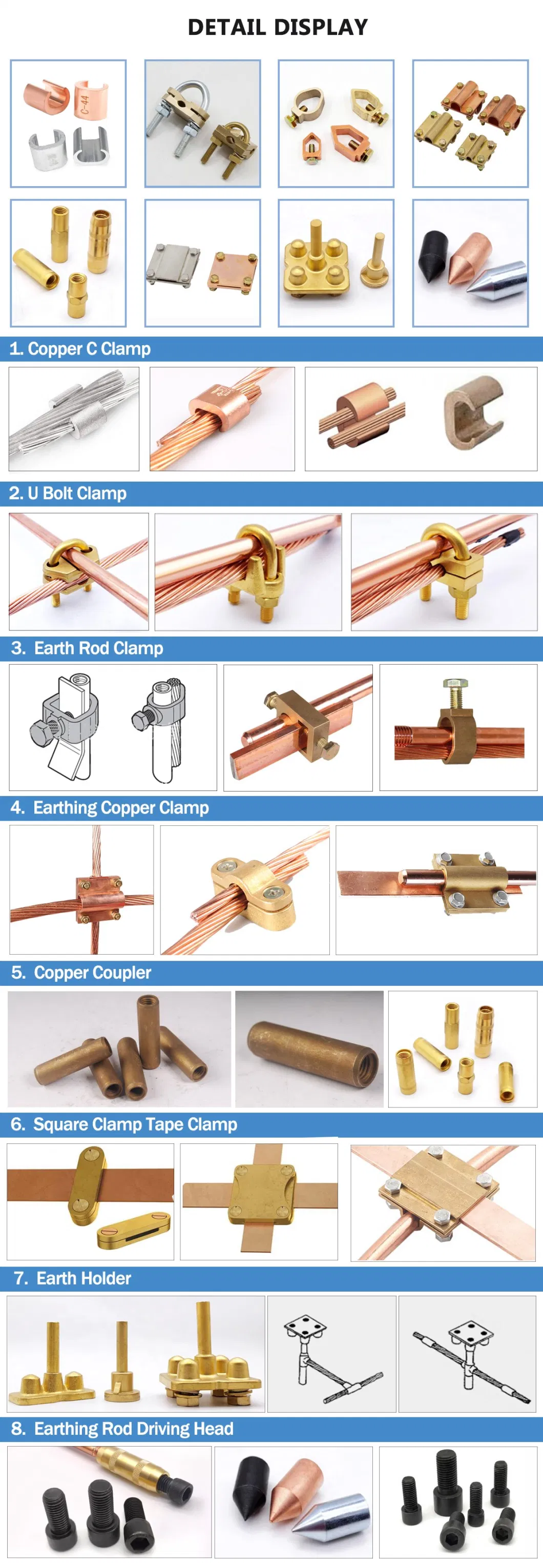 Brass Clamps and Connect Welding Clamps Earth Rods and Accessories